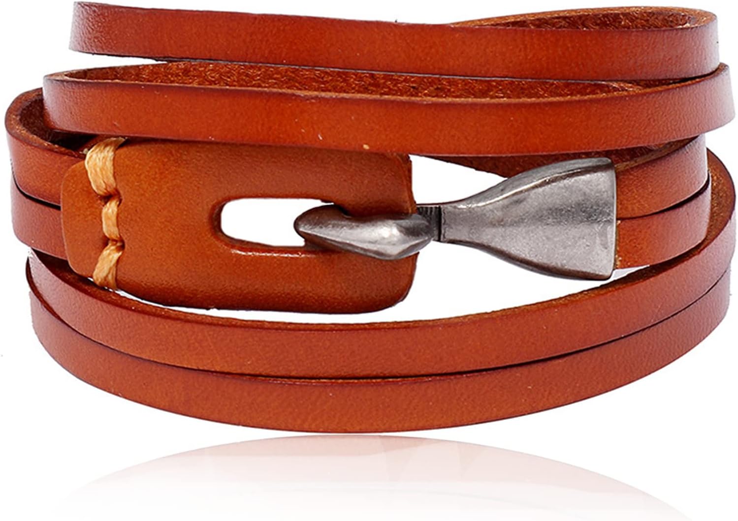Long tiantian Leather Wrap Bracelet for Men Women Adjustable Brown Leather Sport Bracelet Minimalist Casual Wristband Jewelry Fashion Gift for Him Her Daily Wear