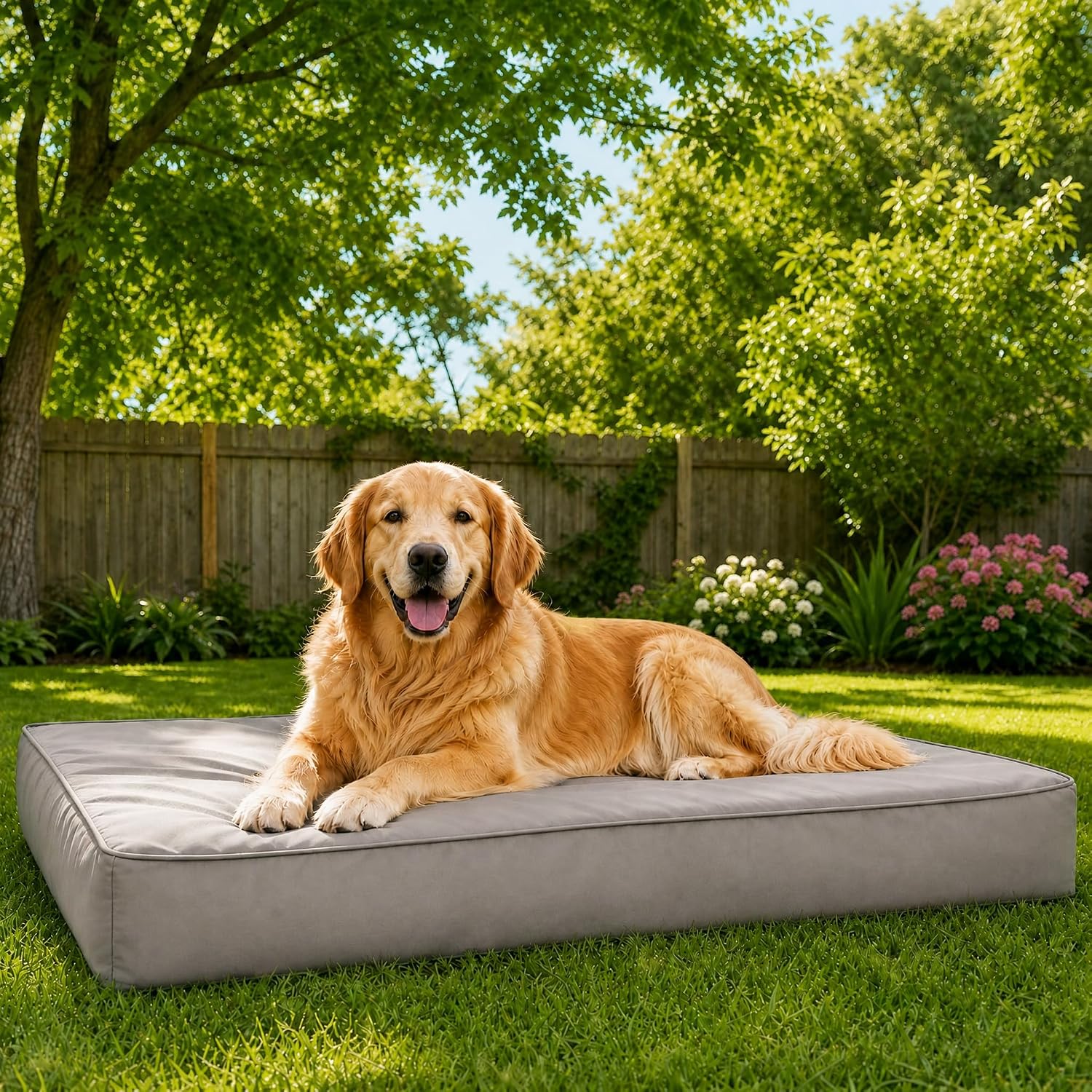 WNPETHOME Outdoor Dog Bed Waterproof, Large Outdoor Dog Bed for Large Sized Dog, Outdoor Indoor Dog Bed with Removable Washable Cover, Egg Crate Foam Dog Crate Mat, Durable Waterproof Dog Be