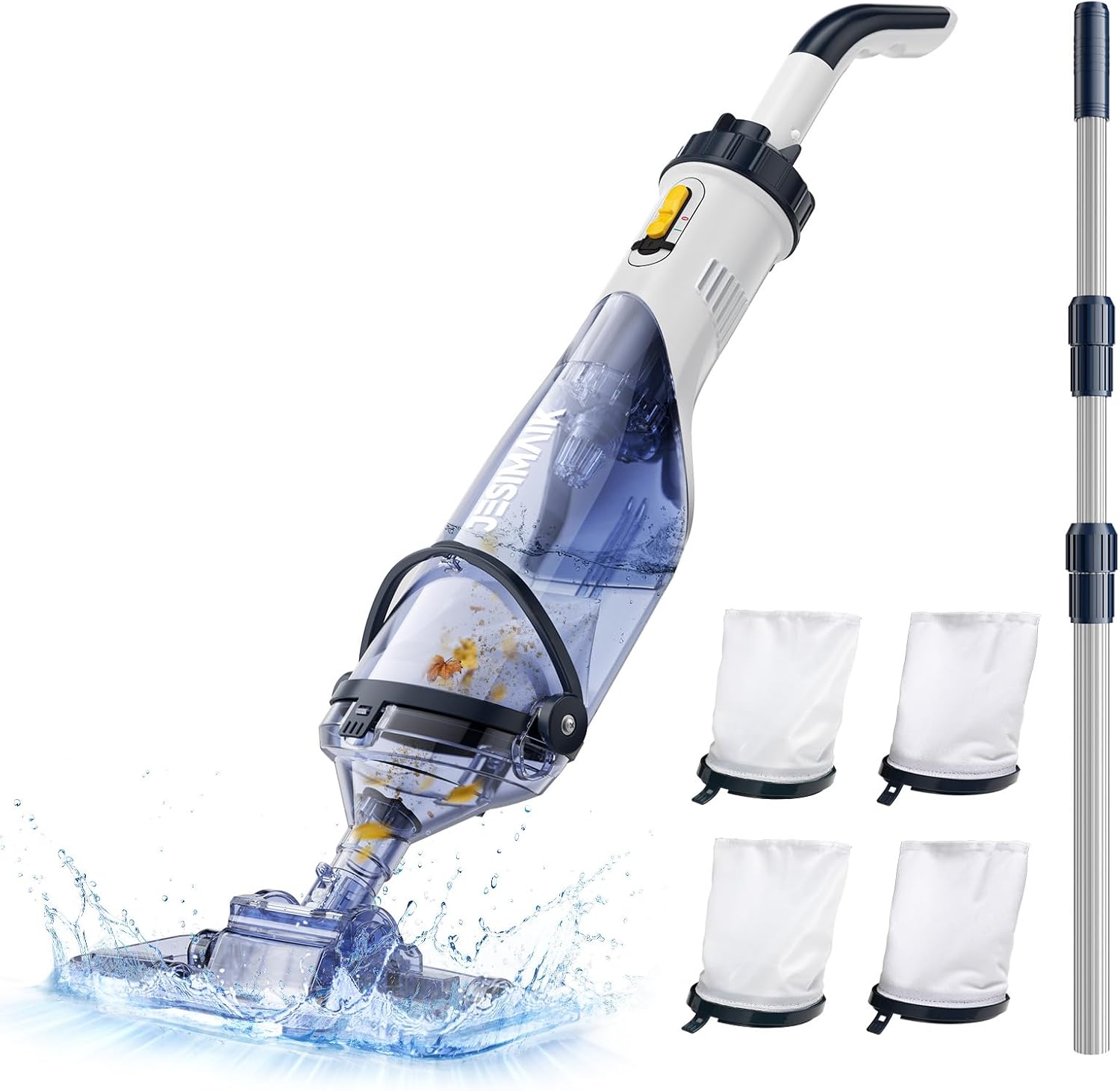 50.00 OFF JESIMAIK Pool Vacuum, 18.5 GPM Suction Pool Vacuum for Above Ground Pool with Telescopic Pole, 60 Min Runtime, Cordless Pool Vacuum for Above & Inground Pools, Cleans Leaves and Debris