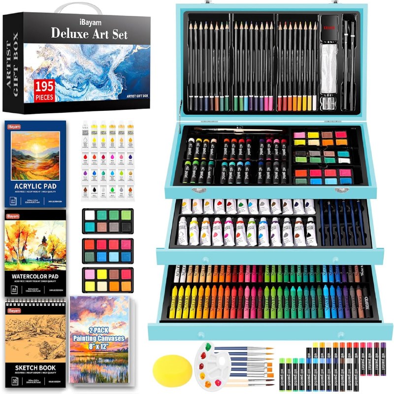 PR!CE DROP ( ) iBayam 195PCS Art Supplies Kit, Sketch Book, Acrylic Pad, Watercolor Pad