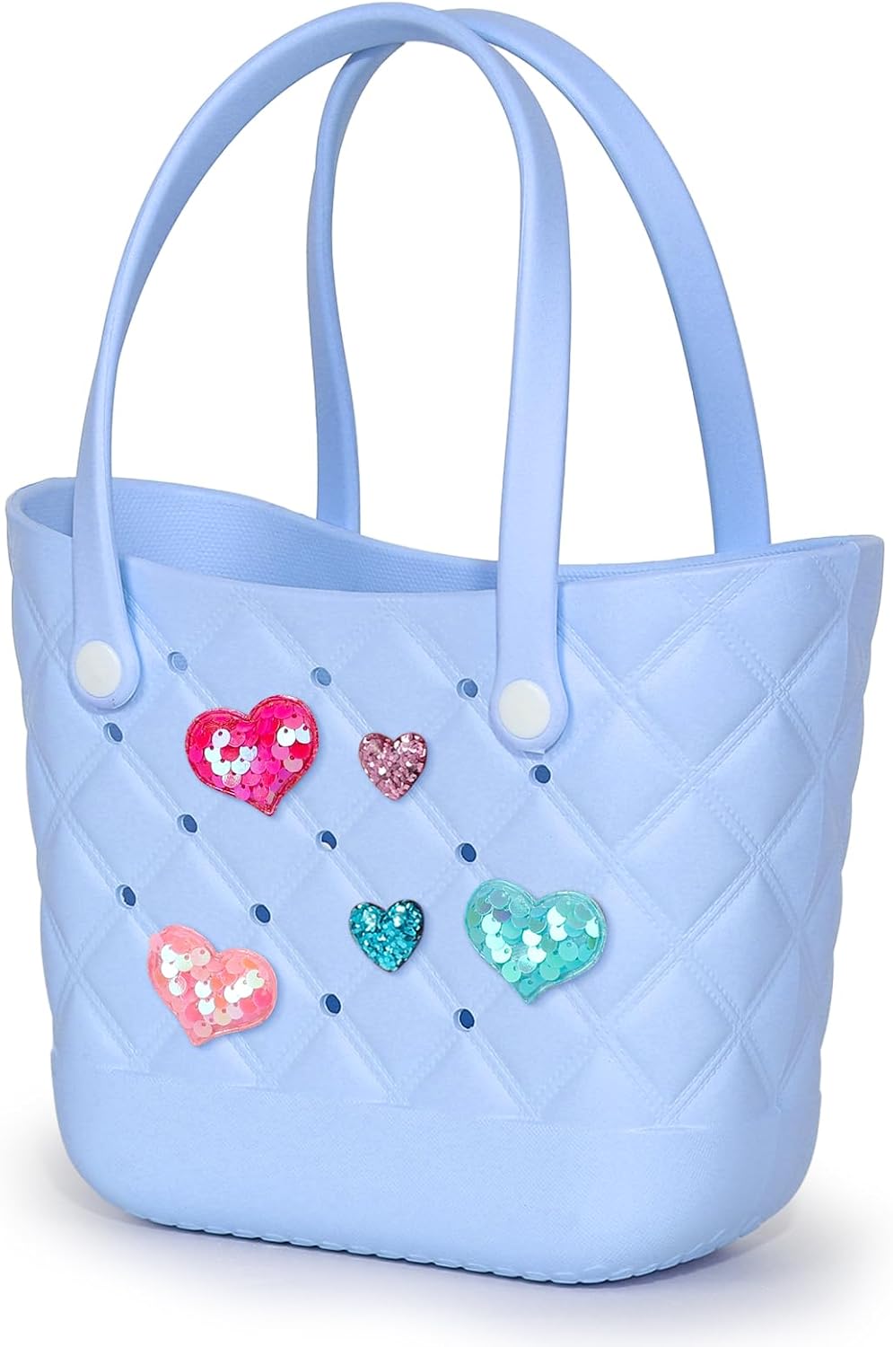Small Rubber Beach Bag for Girls & Women, 5 Custom Charms