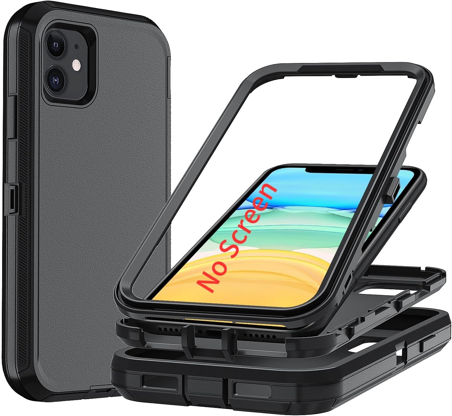 for iPhone 11 Phone Case,3-Layer Durable Heavy Duty Protection,Black
