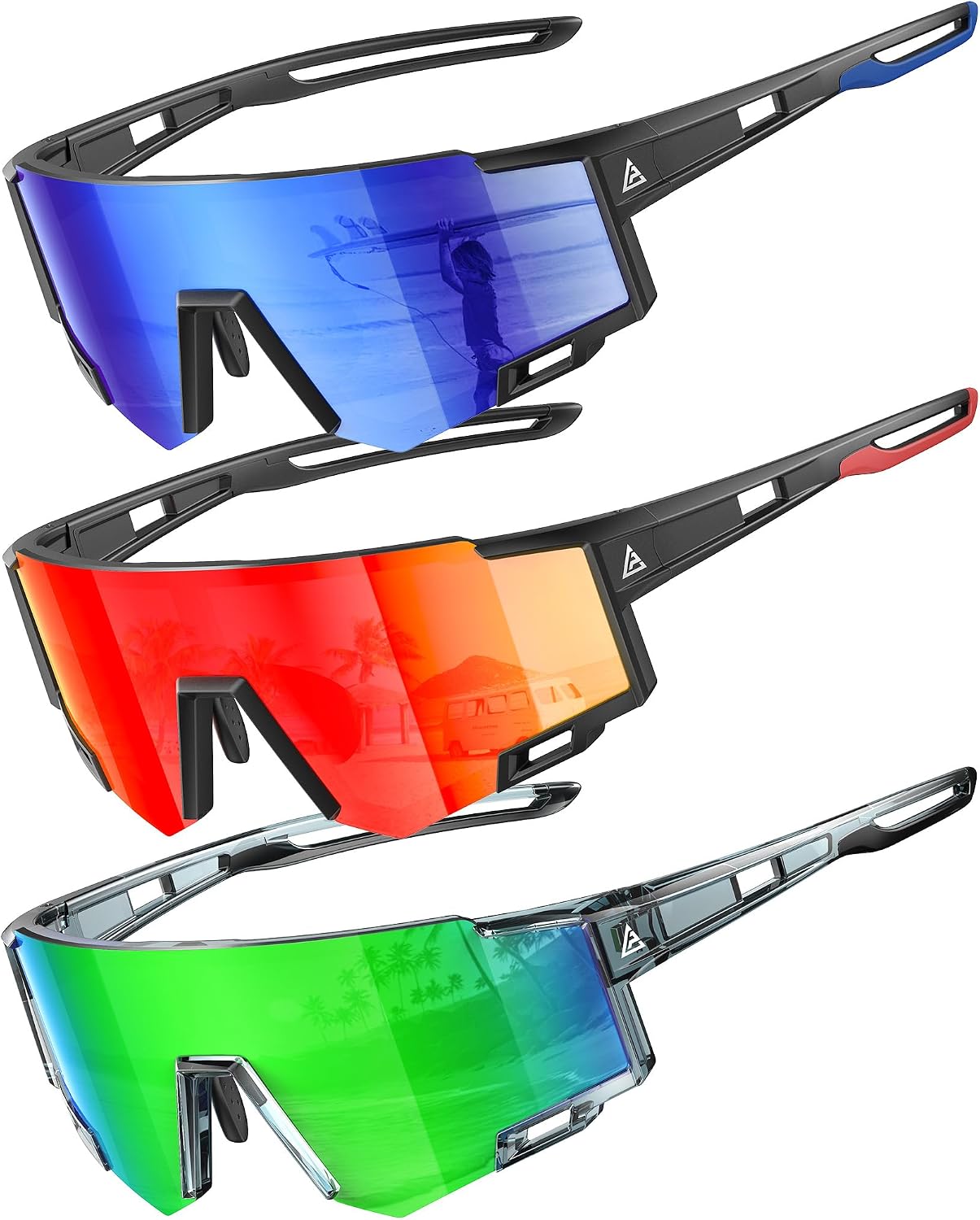 Kids Sunglasses Youth Baseball Softball Sunglasses for Boys Girls Age 4-14 UV400 Protection Cycling Sports 3 Pack