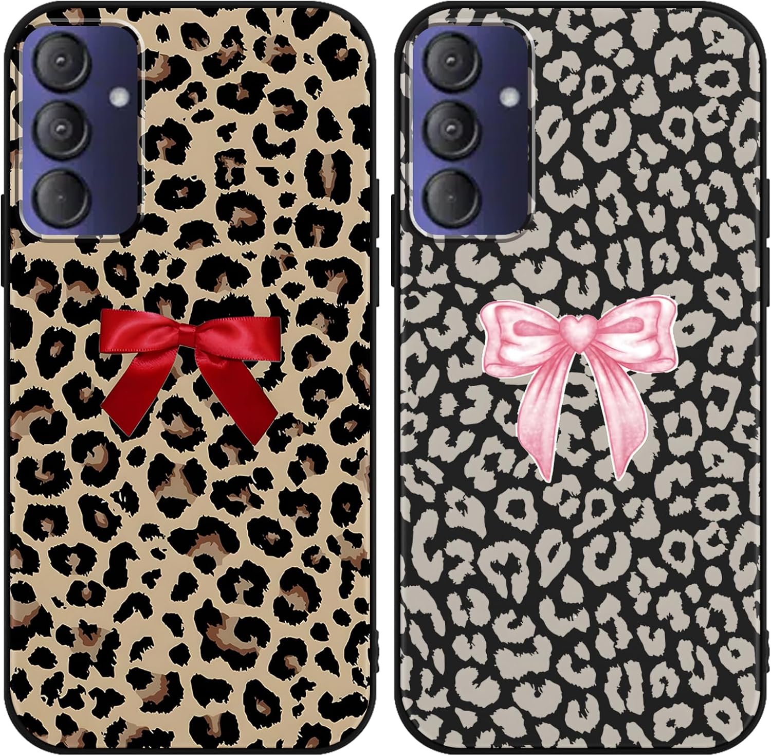 2 Pack Stylish Pink Bow and Leopard Phone Case for Gabb Phone 4 pro 6.5",Cartoon Cool Print Aesthetic Cases Design Pattern Cases for Girls Women Boys,Soft Silicone TPU Protective Cover Funda