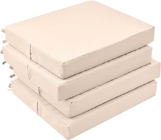 PR!CE DROP ( ) GUHER Outdoor Chair Cushions Set of 4,Waterproof Patio Cushions for Outdoor Furniturewith Ties and Hidden Zipper,Memory Foam Outdoor Seat Cushion,18.5"x16"x3",Beige