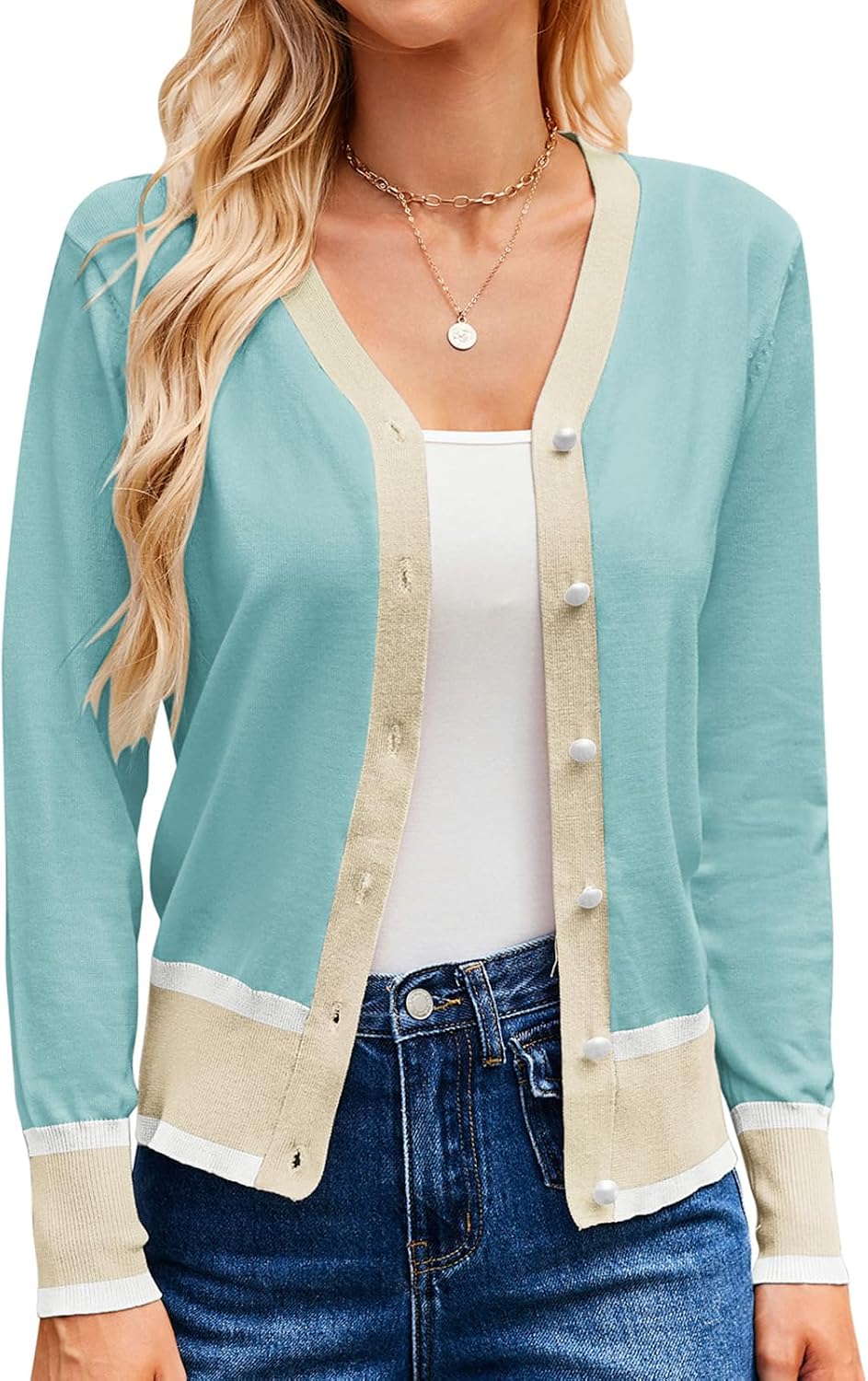 GRACE KARIN Cardigan Sweaters for Women Lightweight Long Sleeve Cropped Cardigan Summer Fall Fashion Clothing Outfits Shrug