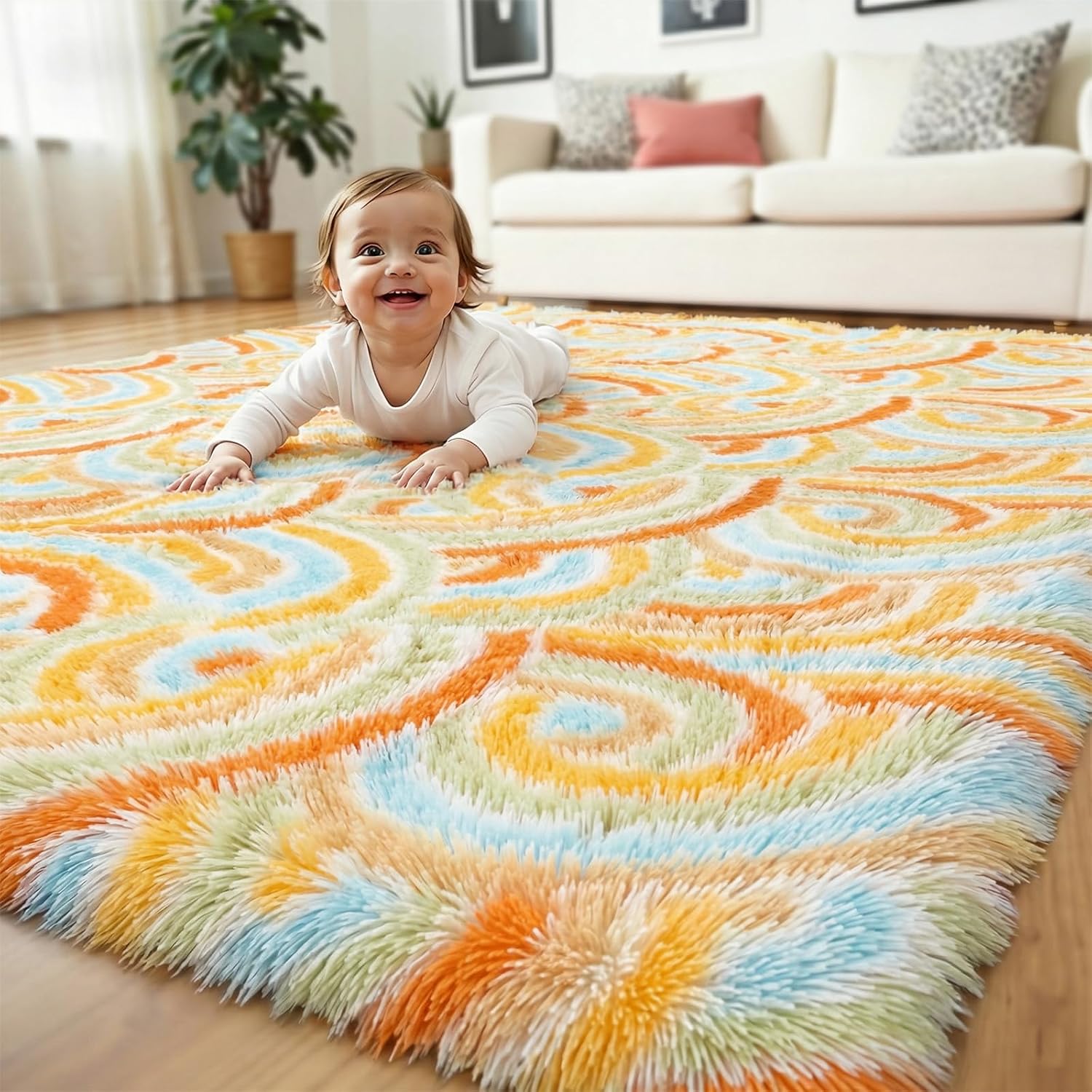 Fluffy Rugs for Living Room 5'x7' Shaggy Area Rug Large Comfy Fuzzy Washable Rugs for Girls Bedroom Extra Soft Cute Plush Carpet for Kids Girls and Boys, Dorms, Nursery Rooms, Home Decor Aesthetic