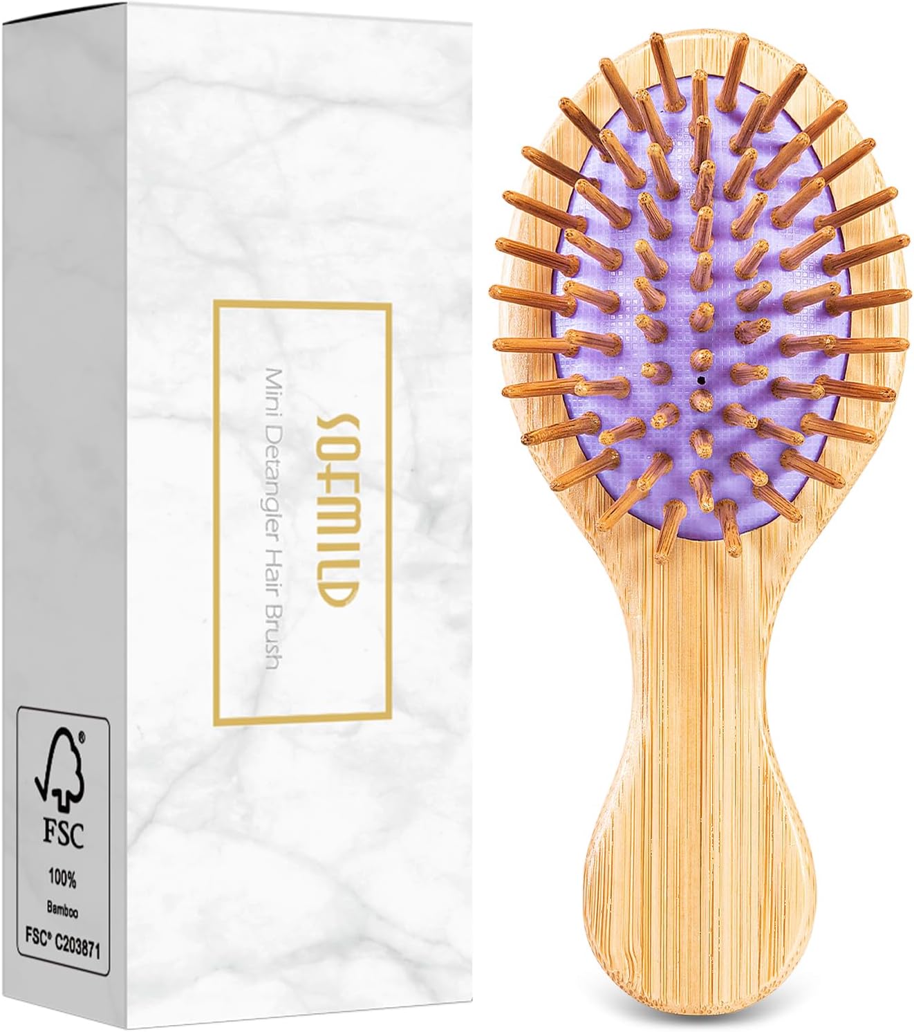 Mini Travel Hair Brush for Detangling Curly, Thick, Wet and Dry Hair