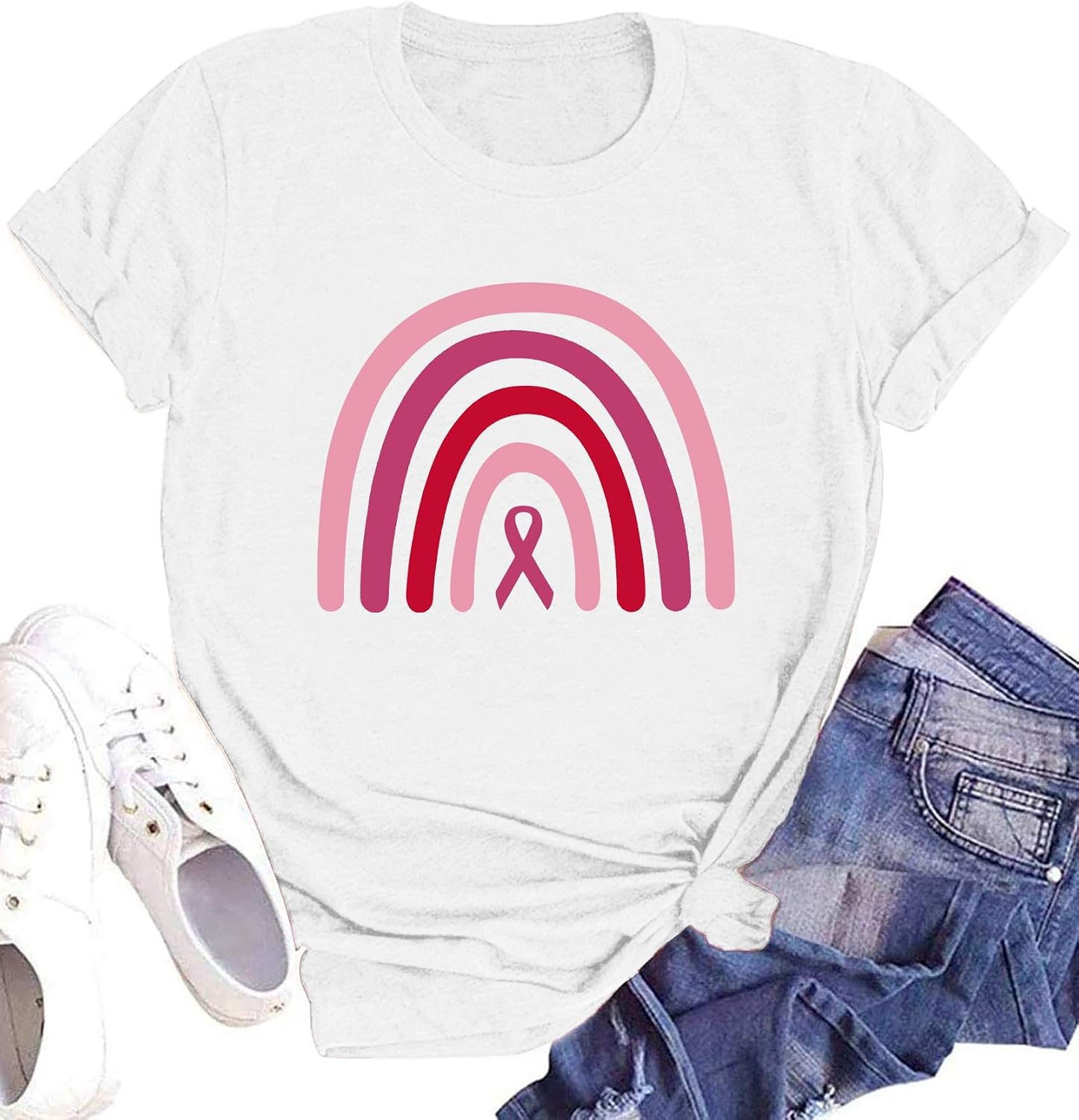 Breast Cancer Shirt for Women Pink Ribbon Graphics Support Cancer Shirts