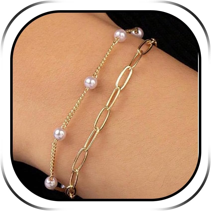 Pearl Bracelets for Women Pearl Beaded Bracelet Dainty Gold Chain Jewelry Gifts Wedding Jewelry for Brides Bridesmaid
