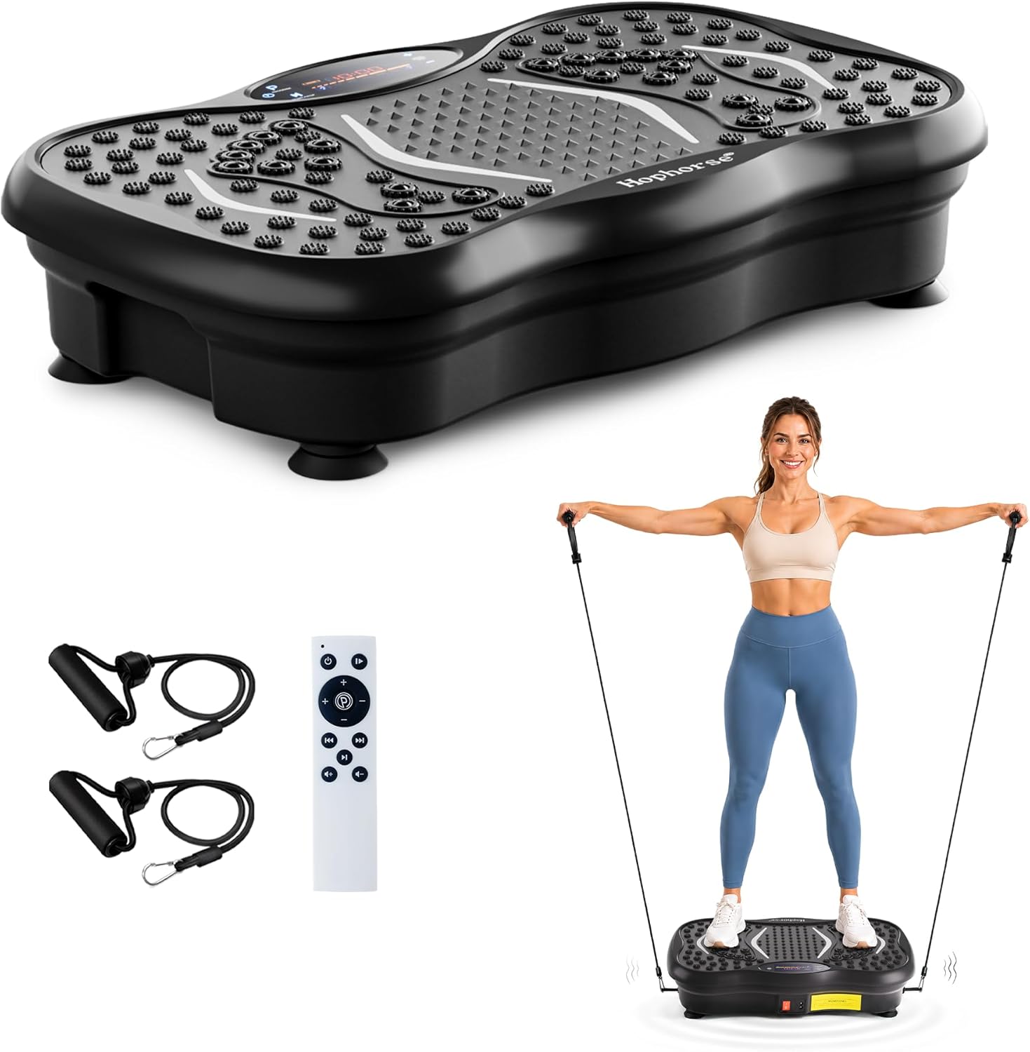 Vibrating Fitness Platform, 200 Speed Levels Vibration Plate for Full Body Training & Body Shaping, 300 Lbs Load with Resistance Bands for Daily Use