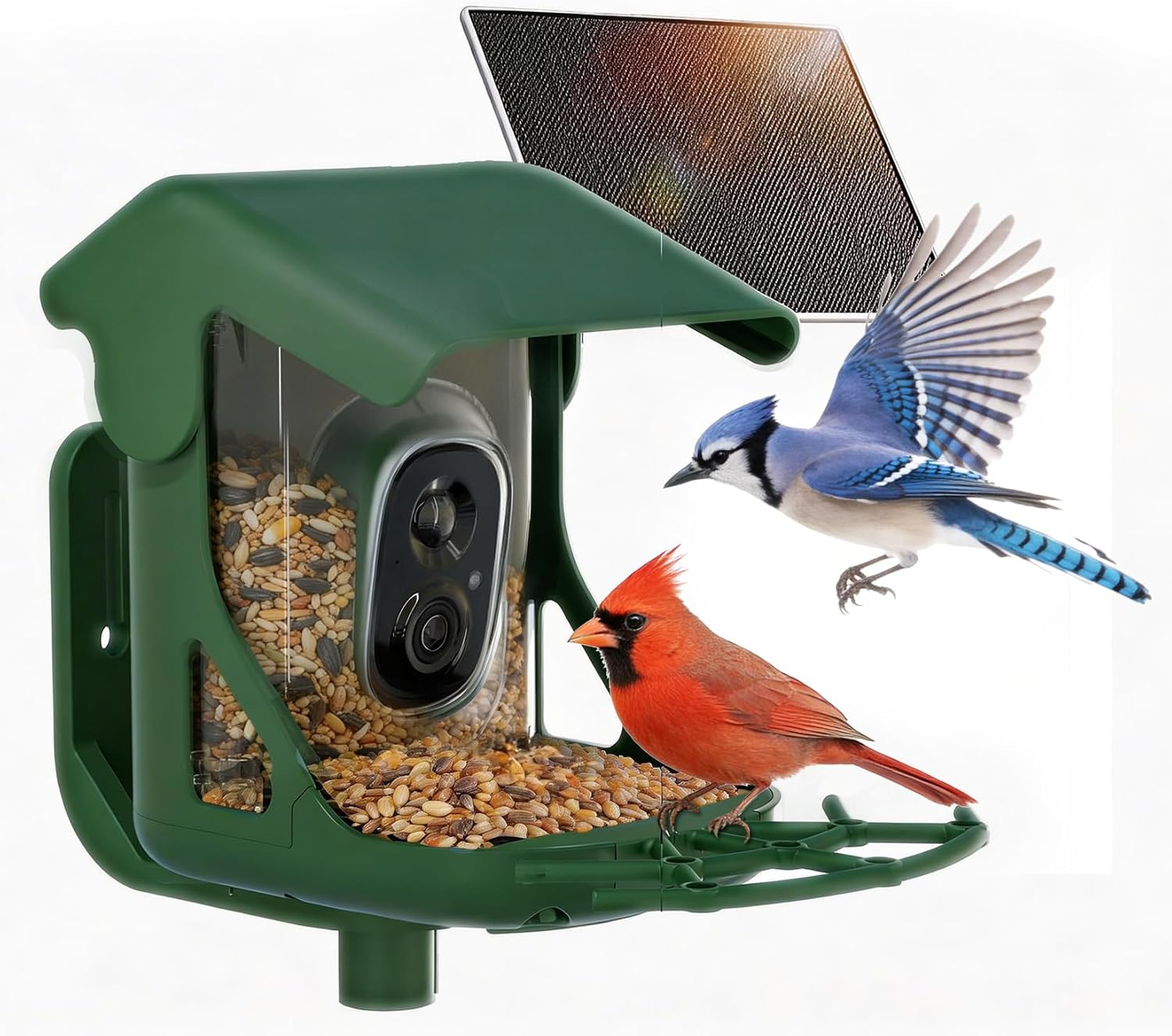Bird Feeder with Camera Solar Powered, 4MP 2.5K Smart Outdoor Bird House Cam, Free AI Bird Species Identification, Live View & Playback, Instant Alerts, Bird Lovers Gift