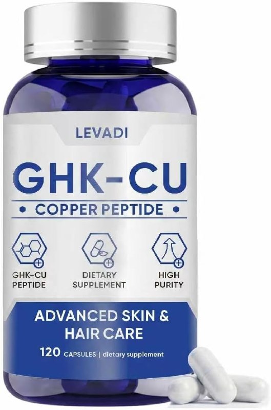 LEVADI GHK-Cu Copper Peptide Supplement, 120 Vegan Capsules