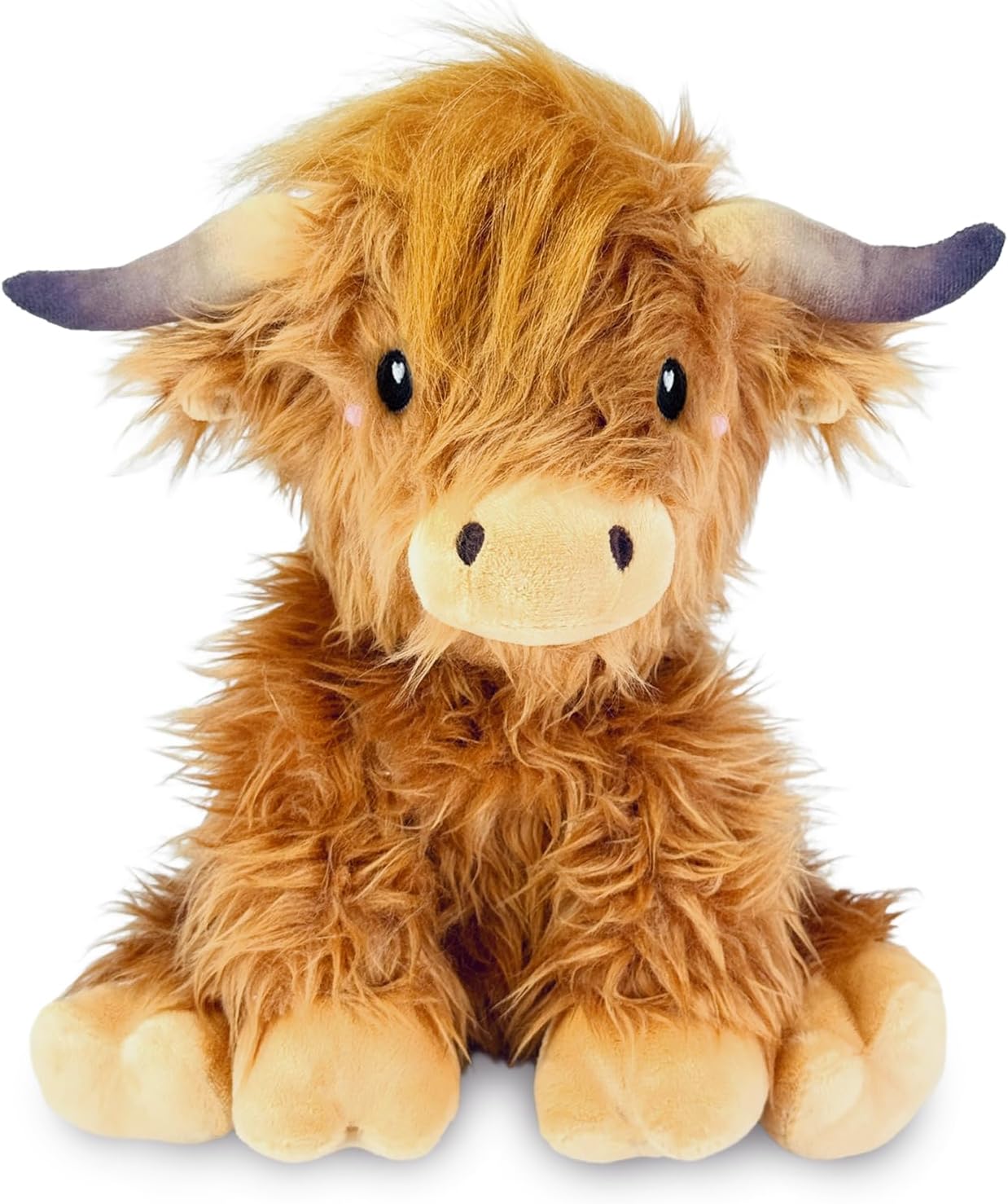 Highland Cow Microwavable & Weighted Stuffed Animals - 1.5 Lbs Unscented Heating Pad for Period Cramps Pain Relief and Anxiety, Cute Cow Plush Toys Gifts for Women Girls Adults and Kids
