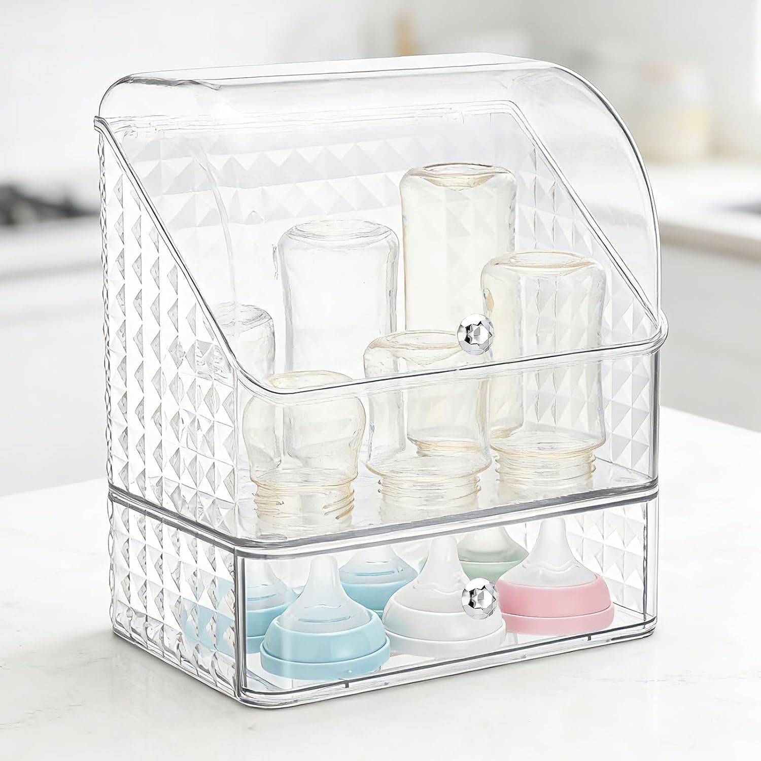 Flip-top Baby Bottle Organizer for 6 to 8 Bottles, Easy to Access