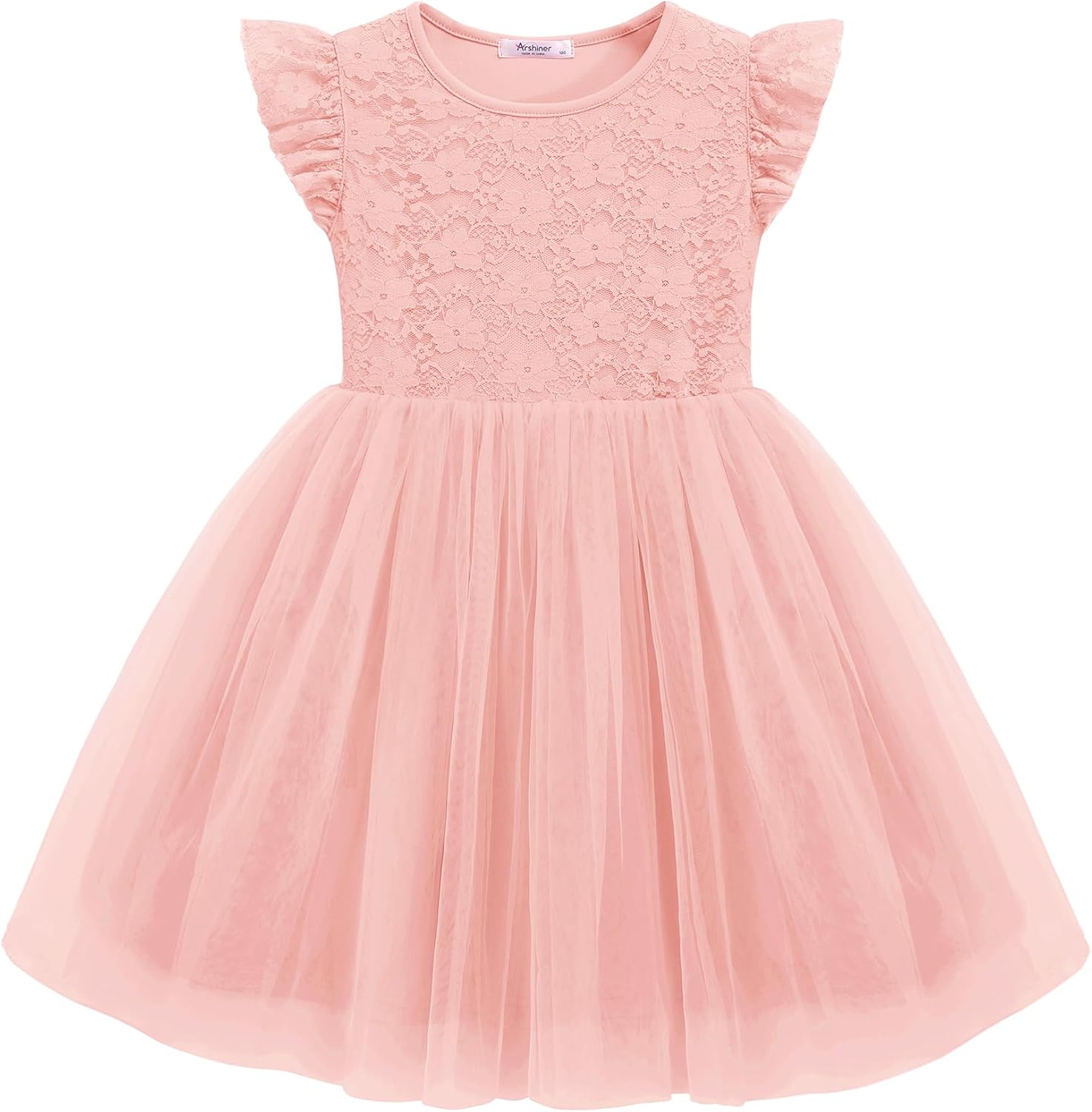 Arshiner Toddler Lace Dresses Ruffle Sleeve 3 Layers Little Girls Dress