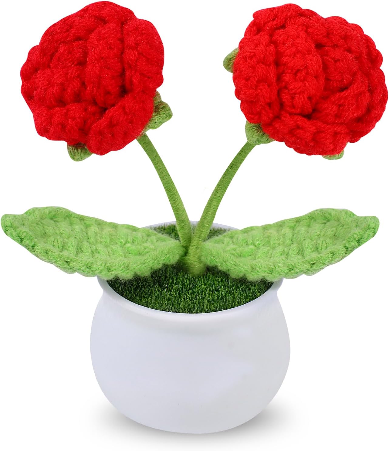 Crochet Flower, Red Rose, Handmade Yarn Crochet Flower Gift for Women, Wife, Girlfriend, Cute Desk Decor for Valentine’s Day, Anniversary, Birthday
