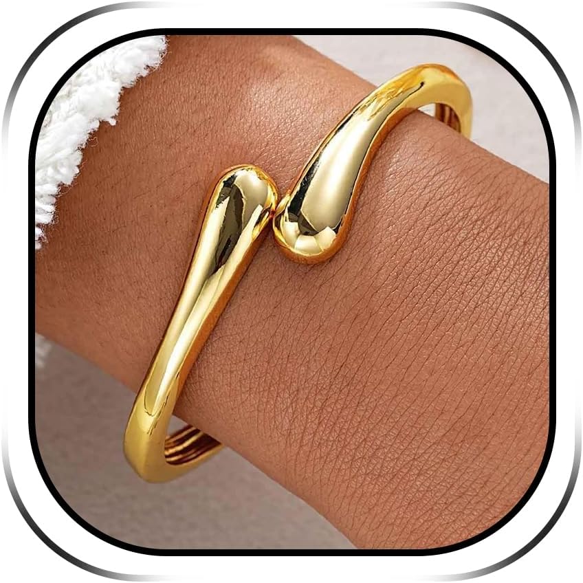 Gold Bangles for Women Silver Chunky Bangle Cuff Bracelets Non Tarnish Trendy Jewelry Gifts