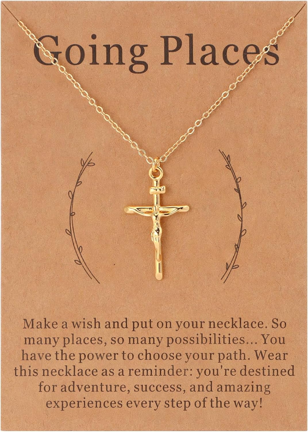 Gold plated Jesus Faith Cross Necklace for Women Christian Baptism Confirmation Gifts for Women