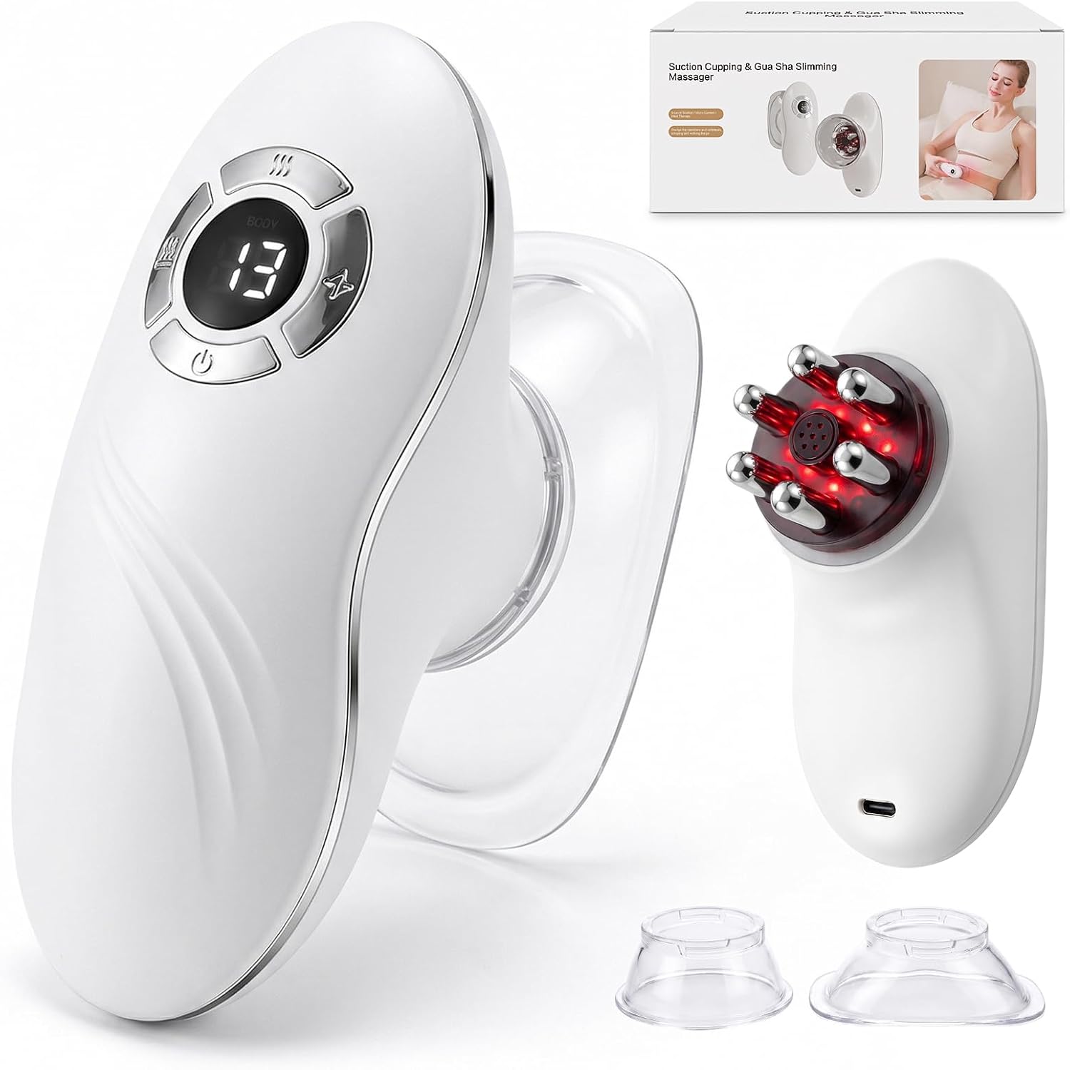 Poeruo 5-in-1 Face & Body Sculpting Machine, Gua Sha & Vacuum Cupping Massager, Lymphatic Drainage, Anti-Cellulite & Skin Firming Care for Belly, Arms, Legs, Waist & Back