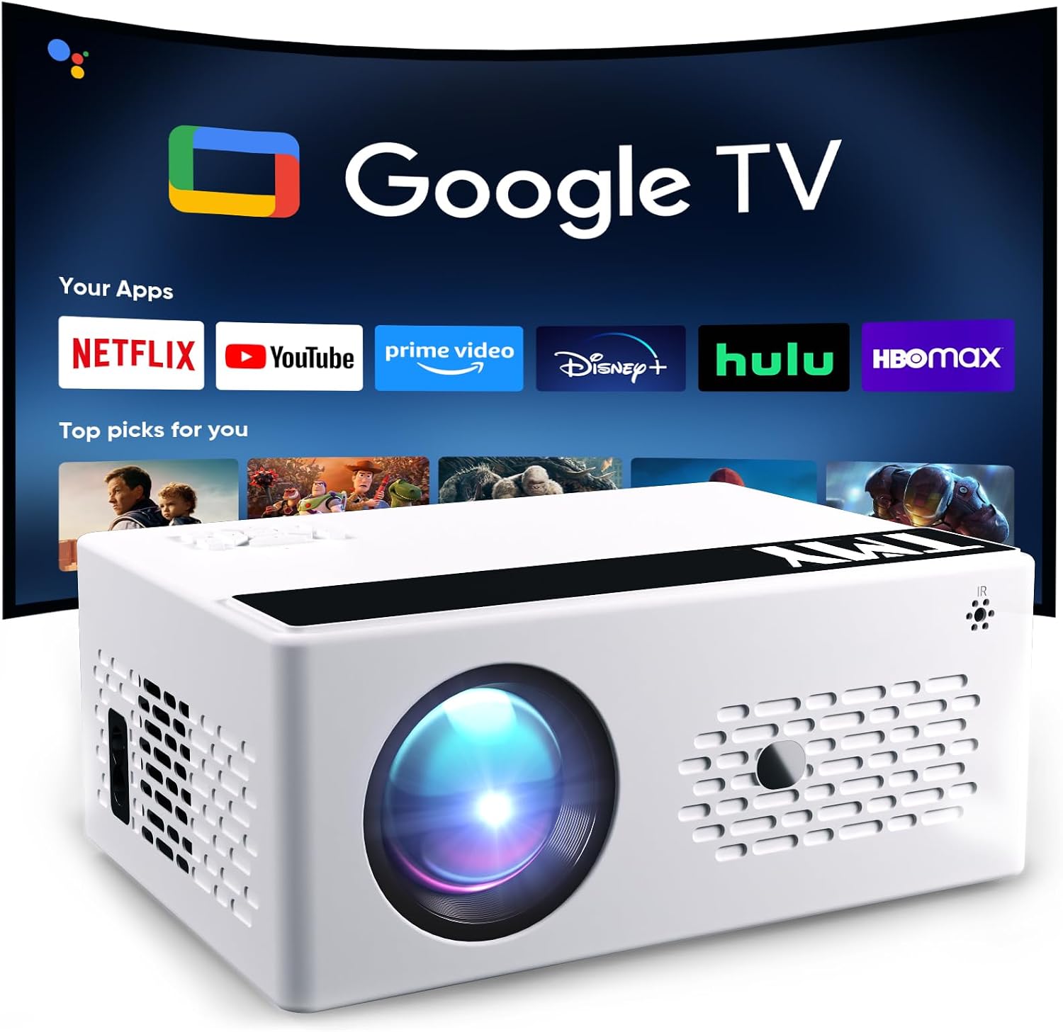 TMY Smart Projector with Google TV System, Native 1080P 4K Home Theater