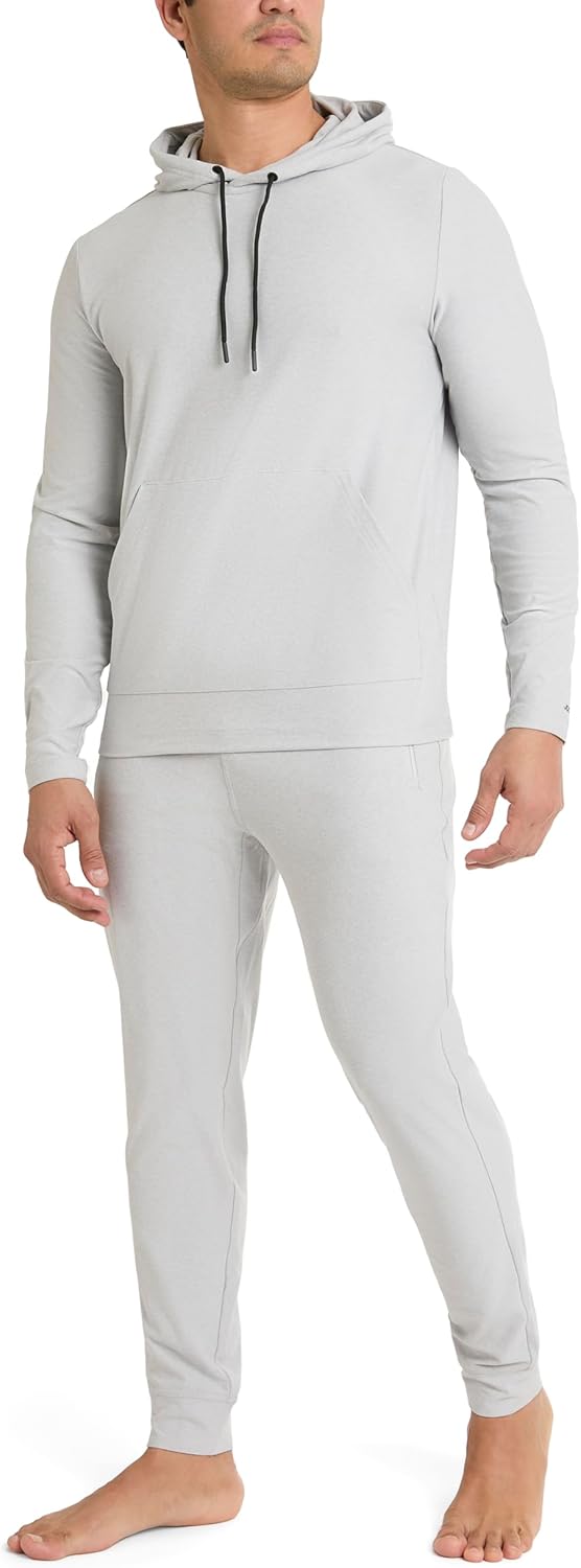 Jockey Men's 2 Piece Melange Jersey Pullover Hoodie and Jogger Set