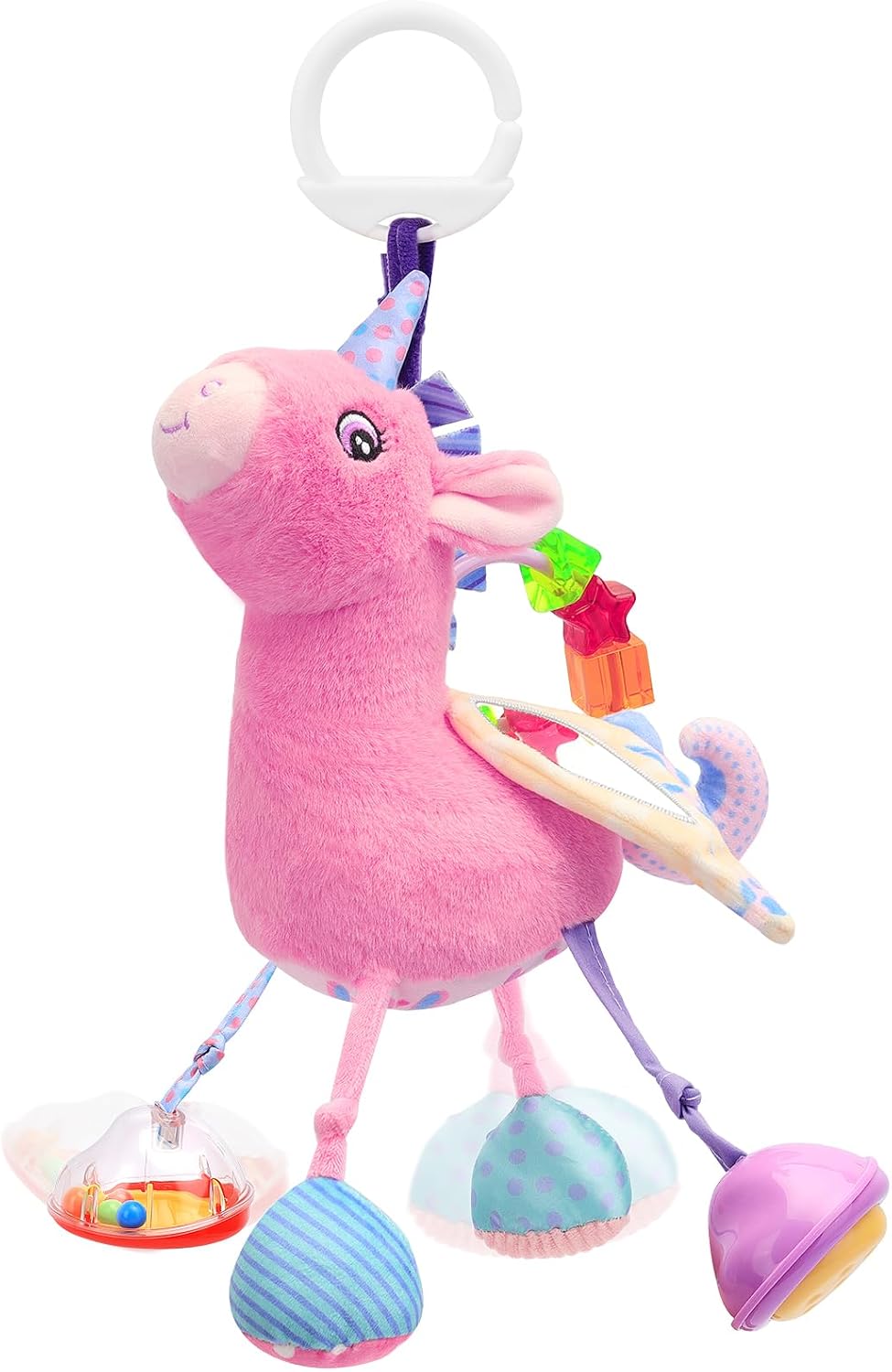 Baby Car Seat Hanging Toy for 0-6 Months with Musical Sensory Rattle Girl