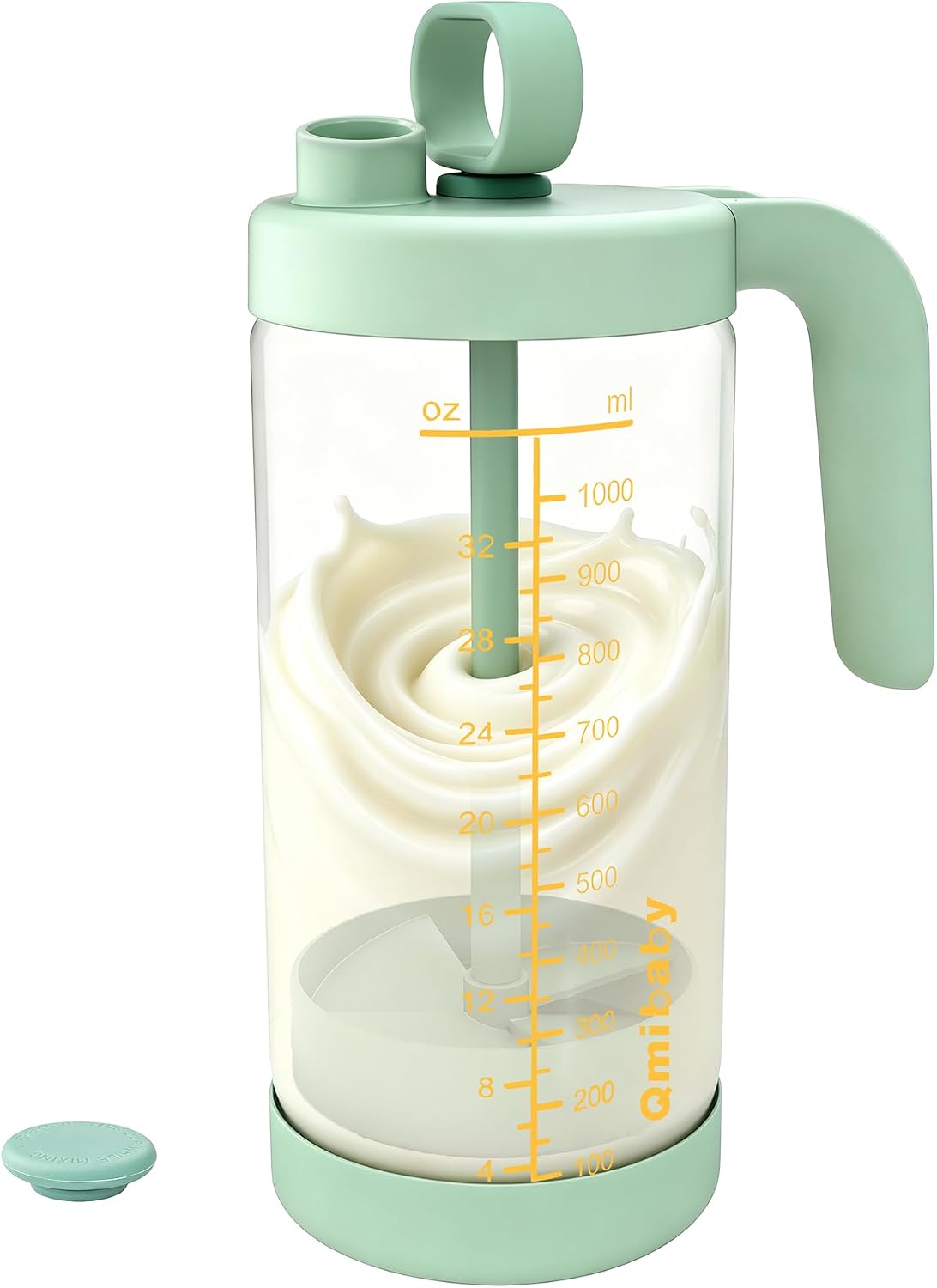 32oz Borosilicate Glass Formula Mixing Pitcher, BPA-Free Leakproof Breastmilk Fridge Storage Container, Wide Mouth Baby Formula Pitcher, Heat & Cold Resistant Baby Essential, Green